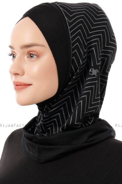 Silva Cross - Hijab Al Amira One-Piece Negro & Gris Claro