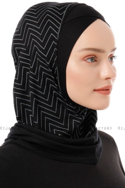 Silva Cross - Hijab Al Amira One-Piece Negro & Gris Claro
