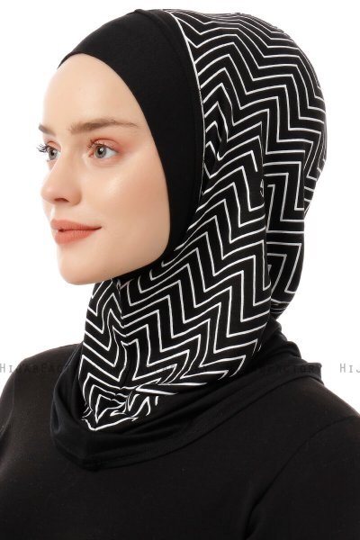 Silva Plain - Hijab Al Amira One-Piece Negro & Blanco