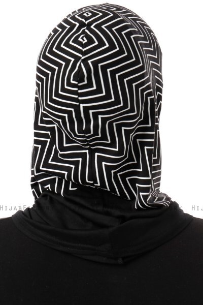 Silva Plain - Hijab Al Amira One-Piece Negro & Blanco