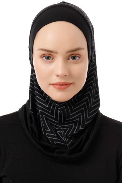 Silva Plain - Hijab Al Amira One-Piece Negro & Gris Claro