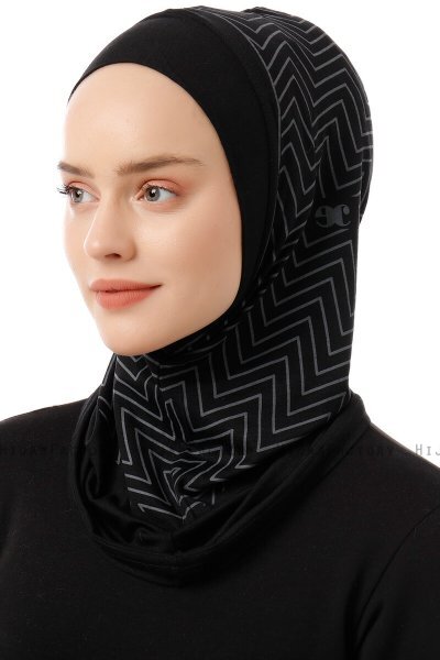 Silva Plain - Hijab Al Amira One-Piece Negro & Gris Claro