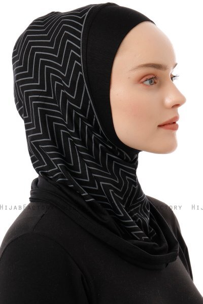 Silva Plain - Hijab Al Amira One-Piece Negro & Gris Claro