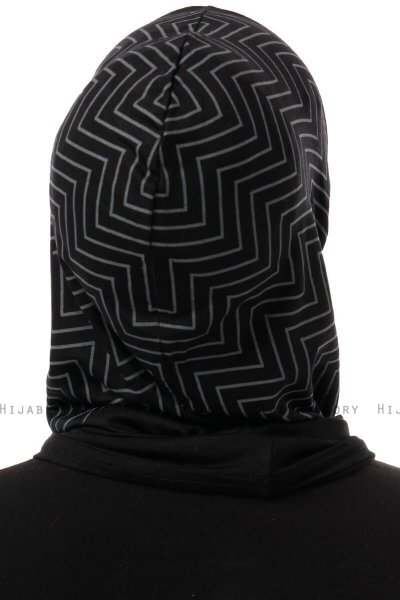 Silva Plain - Hijab Al Amira One-Piece Negro & Gris Claro