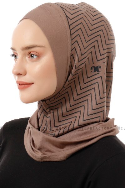 Silva Plain - Hijab Al Amira One-Piece Taupe Oscuro