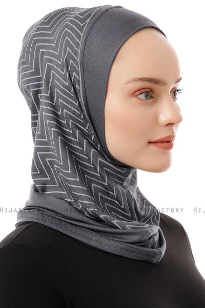 Silva Plain - Hijab Al Amira One-Piece Gris Oscuro