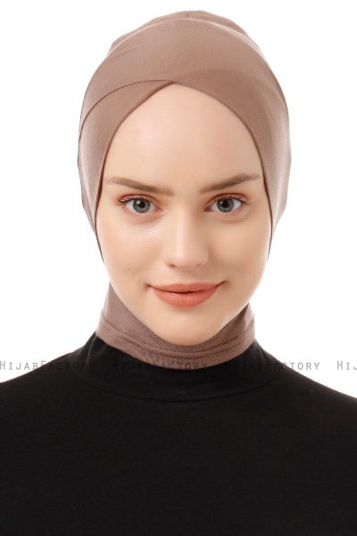 Elnara - Pañuelo Cross Hijab Taupe Oscuro