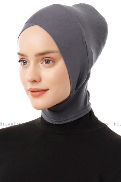 Elnara - Pañuelo Cross Hijab Gris Oscuro