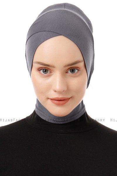 Elnara - Pañuelo Cross Hijab Gris Oscuro