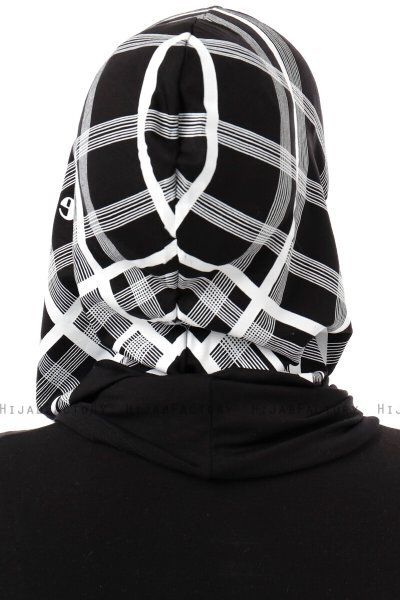 Ekose Plain - Hijab Al Amira One-Piece Negro & Blanco