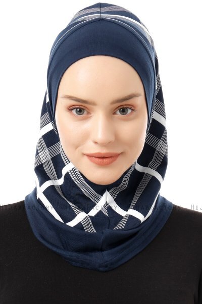 Ekose Plain - Hijab Al Amira One-Piece Azul Marino