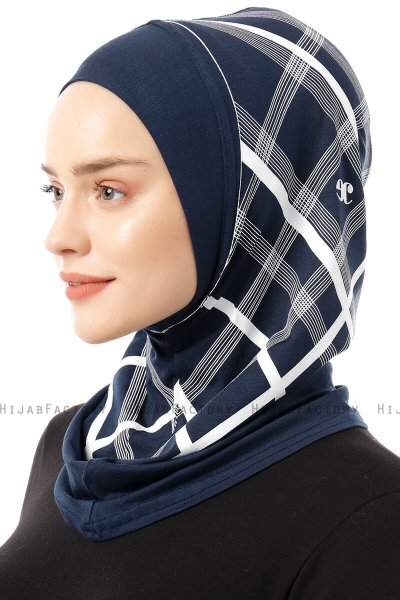 Ekose Plain - Hijab Al Amira One-Piece Azul Marino