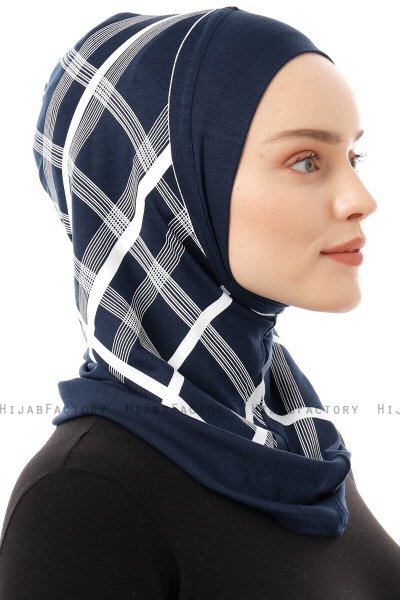 Ekose Plain - Hijab Al Amira One-Piece Azul Marino