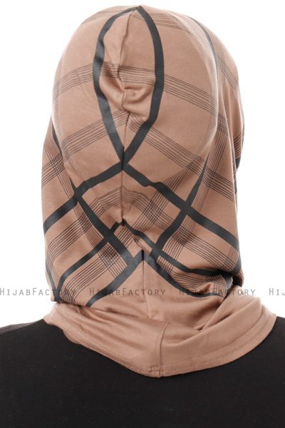 Ekose Plain - Hijab Al Amira One-Piece Taupe Oscuro
