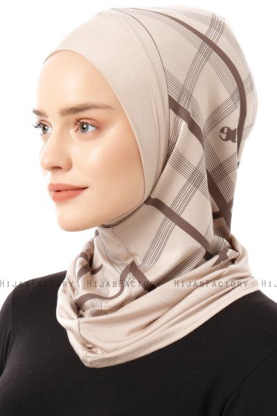 Ekose Plain - Hijab Al Amira One-Piece Taupe Claro