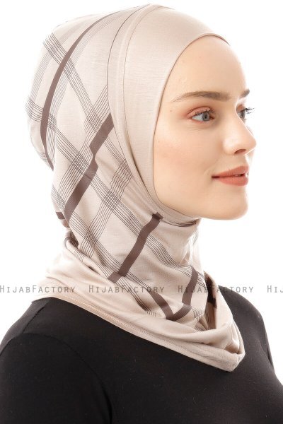 Ekose Plain - Hijab Al Amira One-Piece Taupe Claro