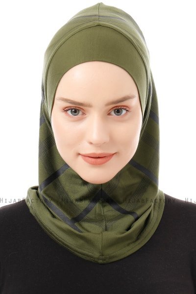 Ekose Plain - Hijab Al Amira One-Piece Caqui