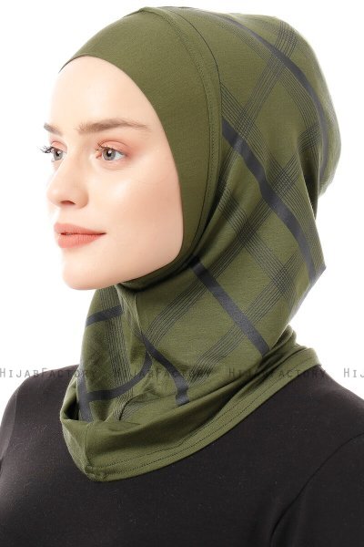 Ekose Plain - Hijab Al Amira One-Piece Caqui