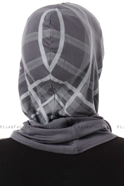 Ekose Plain - Hijab Al Amira One-Piece Gris Oscuro