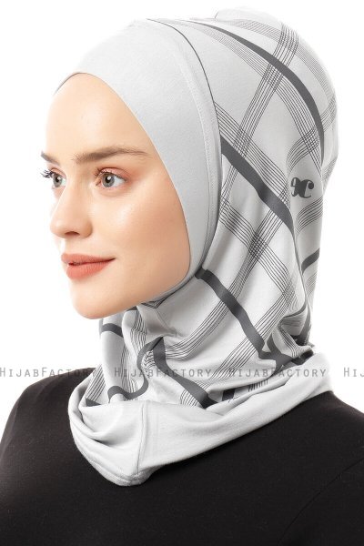 Ekose Plain - Hijab Al Amira One-Piece Gris Claro