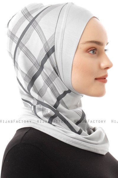 Ekose Plain - Hijab Al Amira One-Piece Gris Claro
