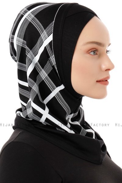 Ekose Cross - Hijab Al Amira One-Piece Negro & Blanco