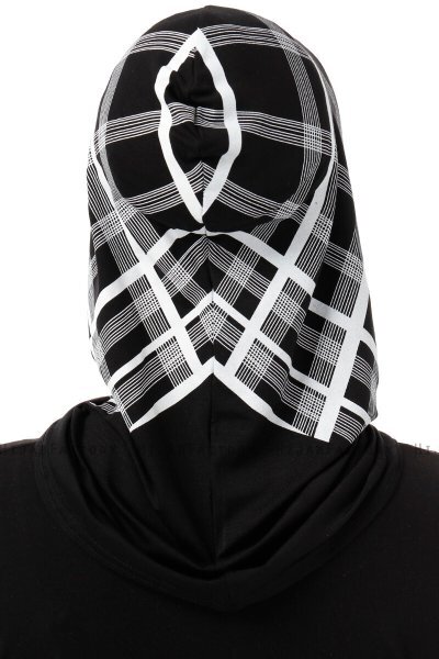 Ekose Cross - Hijab Al Amira One-Piece Negro & Blanco