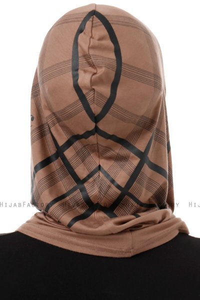 Ekose Cross - Hijab Al Amira One-Piece Taupe Oscuro