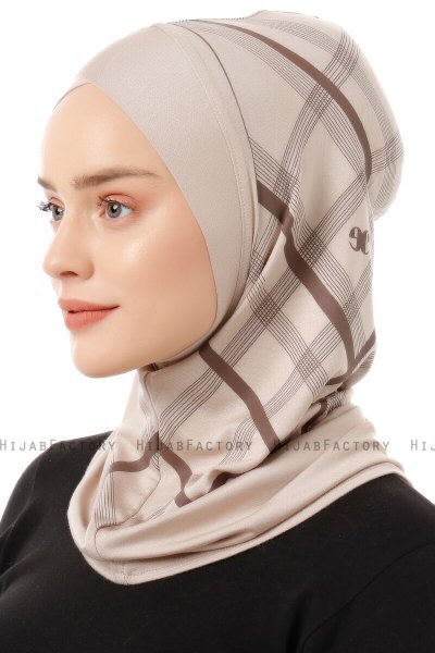 Ekose Cross - Hijab Al Amira One-Piece Taupe Claro