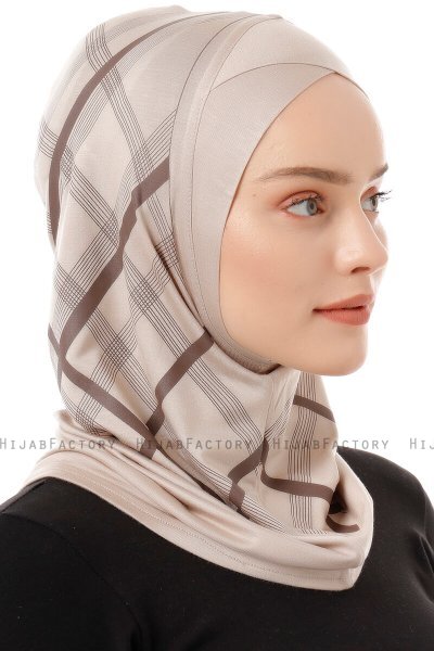 Ekose Cross - Hijab Al Amira One-Piece Taupe Claro