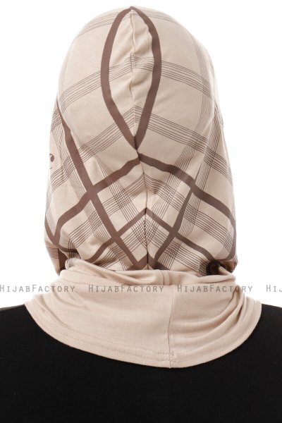 Ekose Cross - Hijab Al Amira One-Piece Taupe Claro