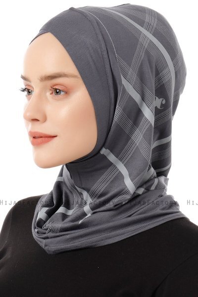 Ekose Cross - Hijab Al Amira One-Piece Gris Oscuro