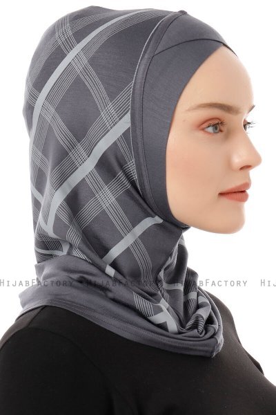 Ekose Cross - Hijab Al Amira One-Piece Gris Oscuro