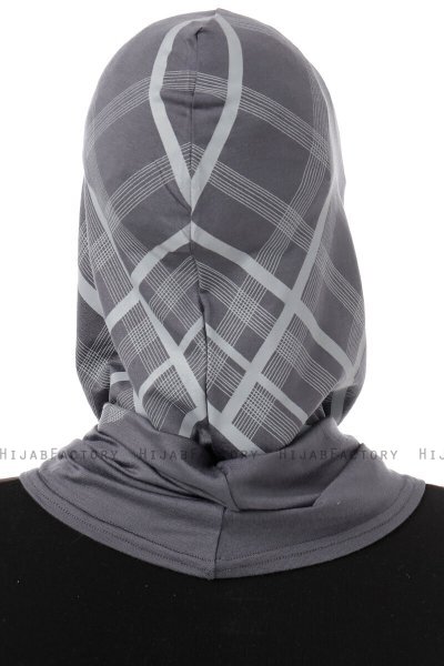 Ekose Cross - Hijab Al Amira One-Piece Gris Oscuro