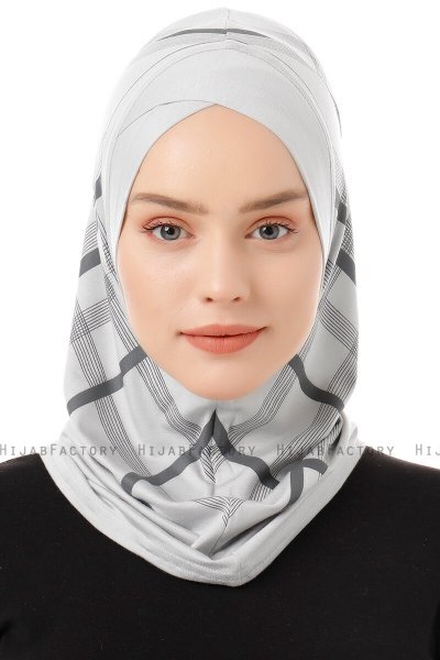 Ekose Cross - Hijab Al Amira One-Piece Gris Claro