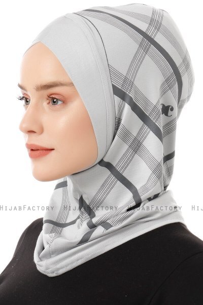 Ekose Cross - Hijab Al Amira One-Piece Gris Claro