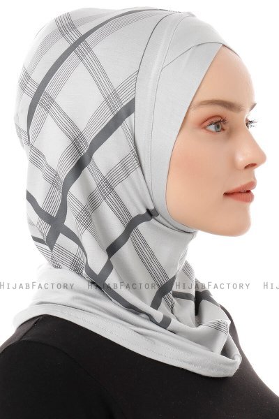 Ekose Cross - Hijab Al Amira One-Piece Gris Claro
