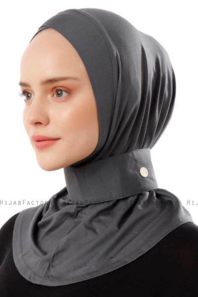 Ceren - Hijab Práctico Viscosa Gris Oscuro