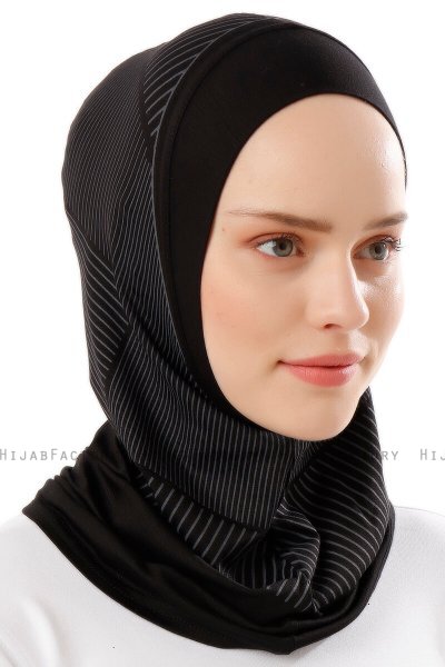 Wind Plain - Hijab Al Amira One-Piece Negro & Gris Claro