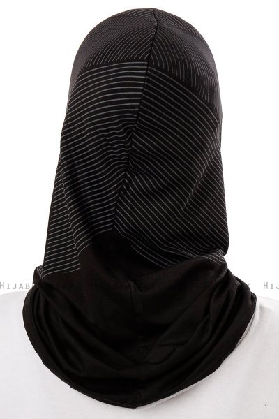 Wind Plain - Hijab Al Amira One-Piece Negro & Gris Claro