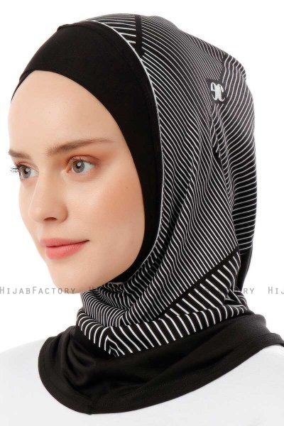 Wind Cross - Hijab Al Amira One-Piece Negro & Gris Claro