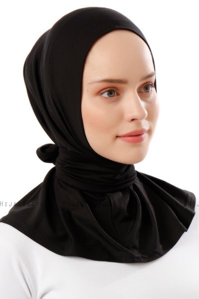 Sportif Plain - Hijab Práctico Viscosa Negro & Gold