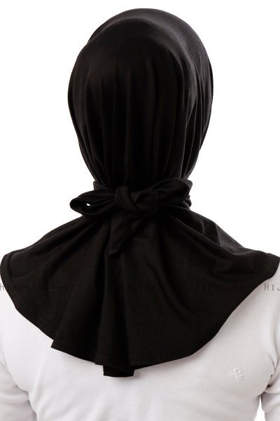 Sportif Plain - Hijab Práctico Viscosa Negro & Gold