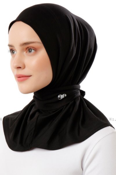 Sportif Plain - Hijab Práctico Viscosa Negro & Gris Claro