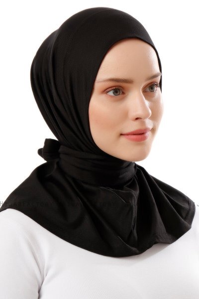 Sportif Plain - Hijab Práctico Viscosa Negro & Gris Claro
