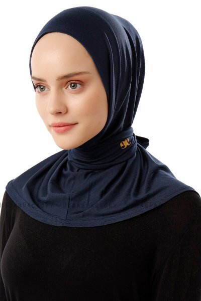 Sportif Plain - Hijab Práctico Viscosa Azul Marino