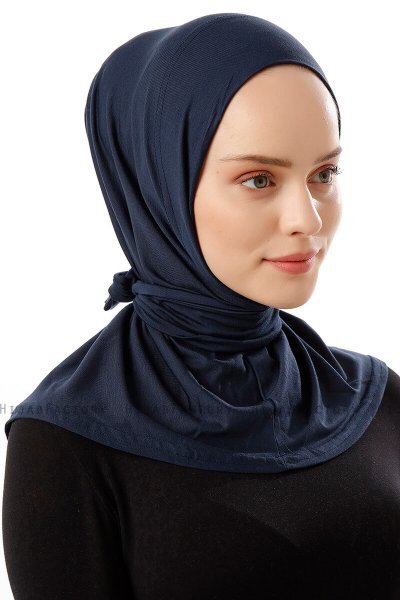 Sportif Plain - Hijab Práctico Viscosa Azul Marino