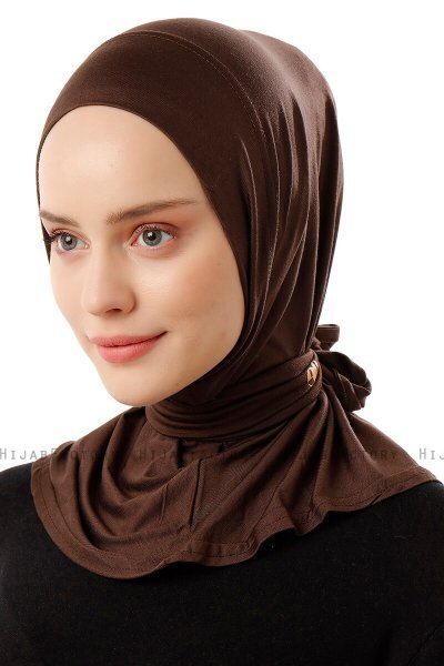 Sportif Plain - Hijab Práctico Viscosa Marrón