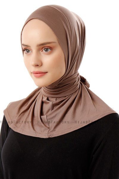 Sportif Plain - Hijab Práctico Viscosa Taupe Oscuro
