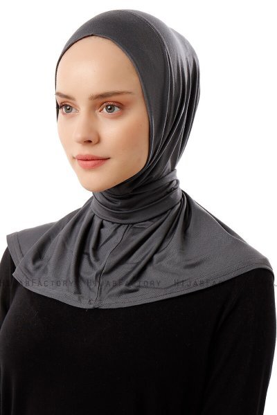 Sportif Plain - Hijab Práctico Viscosa Gris Oscuro